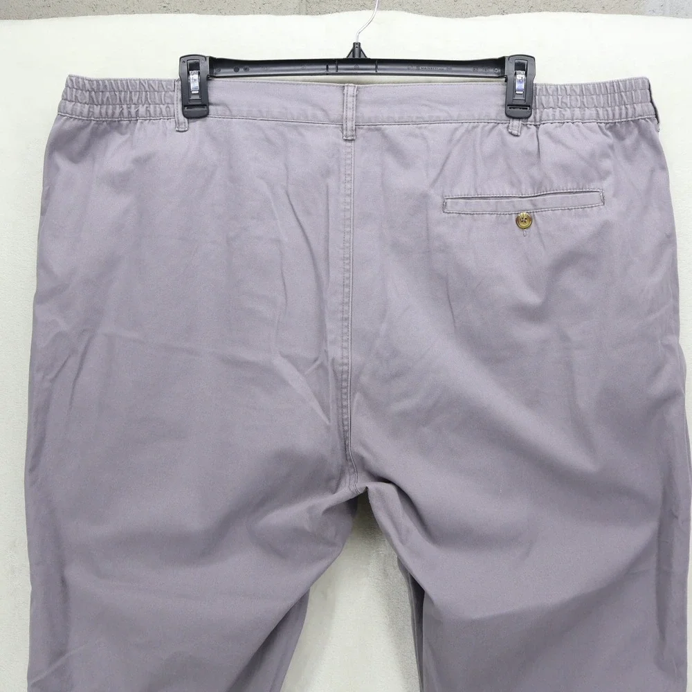 Cotton Traders Men Mercury Pleated Chino Pants Purple Gray Size 50 Elastic Waist